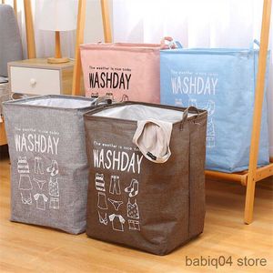 Storage Baskets 1pc Super Large Laundry Basket Folding Storage Laundry Hamper With Drawstring Cover Water-Proof Linen Toy Clothes Storage Basket R230720