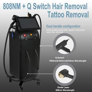 2023 New Diode Laser Painless Hair Removal Machine 2 In 1 Q Switch Tattoo Removal 532 808 1024 1064 Skin Rejuvenation Equipment