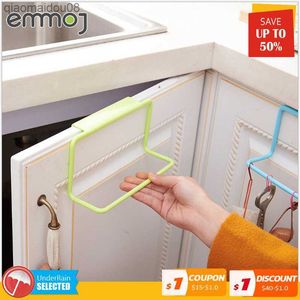 1Pcs Multifunction Plastic Hanging Holder Towel Rag Rack Punch-free Cabinet Door Back Kitchen Home Storage Organizer L230704