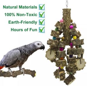 Andra fågelförsörjningar Toys Natural Wood Large Parrot Toy for African Grey Macaws Cockatoos Birds and More 230719