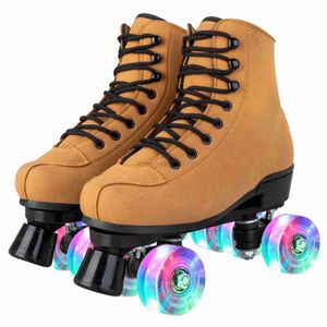 Inline Roller Skates Flashing Roller Skates Shoes Adult Double Row Skates Quad 4 Wheels Skating Rink Sliding Training Outdoor Sports Unisex Footwear HKD230720