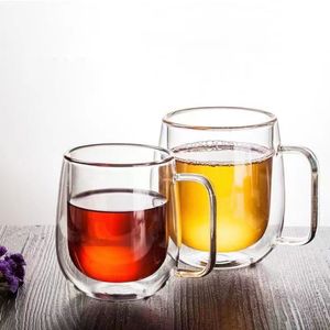 Bicchiere in vetro termoisolante a doppio strato trasparente ad alto borosilicato Latte Tazza da caffè Tazza da cintura Tazza da colazione per uso domestico