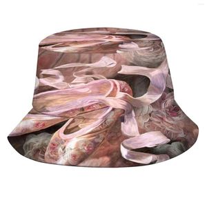 Berets Rose Ballet Shoes Foldable Panama Bucket Hat Cap Shoe Painting Art Pointe