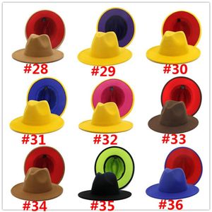 Panama Cap Jazz Formal Hat Lady Fedora Hats Hats Fashion Patchwork Wide Brim Caps Unisex Trilby Chapeau for Men Women Red Black 2019c