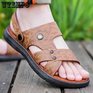 Sandals WTEMPO Dual Use Men's Sandals Men Beach Shoes Wear Men's Slippers Men's Anti-slip Wear-resistant Sandals Flat Heel Casual L230720