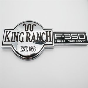 Chrome Silvery For FORD F350 Super Duty KING RANCH EST 1853 Car Side Sticker Door Tailgate Emblem Badge Letter 3D Nameplate Replac308z