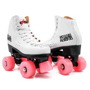 Satır içi patenler yüksek kaliteli roller paten ayakkabıları patines beyaz siyah patenler çift çizgi paten kadın erkekler yetişkin iki çizgi pu 4 tekerlekler patins hkd230720