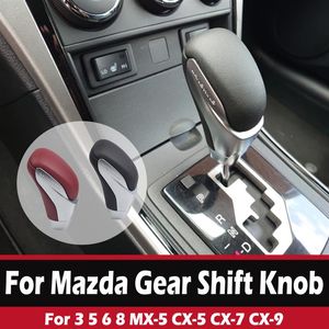 マツダのギアシフトノブヘッド3 5 6 8 MX-5 CX-5 CX-7 CX-9ブラックレッドレザーカーレバーシフタースティックカーアクセサリー247O