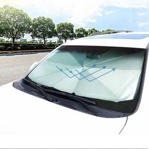 Bil Sunshade Cover Heat Isolation Front Window Interior Protection 145cm Foldbar vindrutan Sun Shade Paraply2744