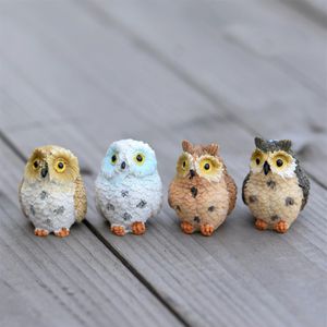 Cute Owls Animal Estatuetas Acessório de resina Miniaturas Figurine Craft Bonsai Pots Home Fairy Garden Ornament Decoration Terrário D2321
