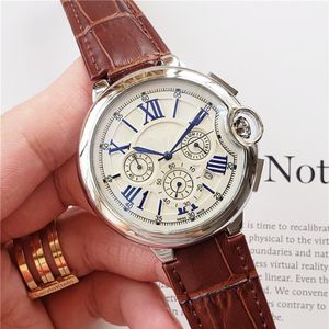 All dials working Stopwatch Men Watch Luxury Watches With Calendar Leather Strap Top Brand Quartz Wristwatch for men High Quality 255P