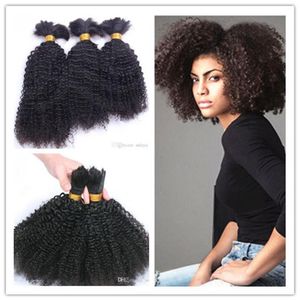 Brazylijska ludzka dziewica Kinky Curly Full End Hair Hair Hair Extensions Unforsed Curly Natural Black Color Human Extensi212g