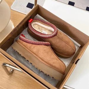 Designer Tasman Slippers Chestnut Fur Slides Real Leather Tazz Classic Women Men Ultra Mini Platform Boots Slip-on Suede Winter Australia Snow Boot