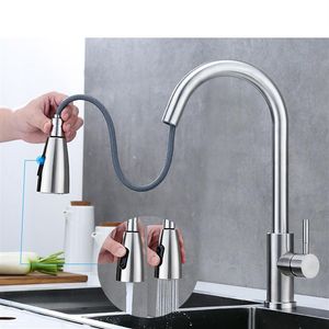 Rubinetto da cucina Rubinetto per miscelatore acqua estraibile oro spazzolato e multicolore Rubinetti per doccia a rotazione singola con maniglia234e