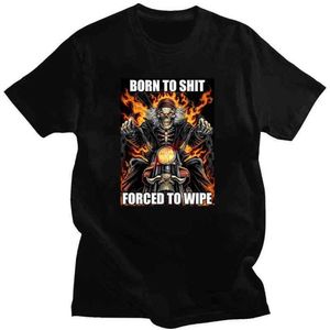 Cool Born to Shit Forced Wipe T-shirt Fashion Tops Cartoon Funny Tee Hip-pop Cotton Streetwear Casual Daily Teu8h8h2y9