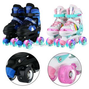 Sline Roller Paten Çocuk Roller Skate Ayakkabıları 4 Tekerlek Spor Protecitve Yeni Başlayan Roller Ayakkabı Erkek Kız Çocuk Çocuk Paten Spor Yanıp Sönen Quad Paten HKD230720