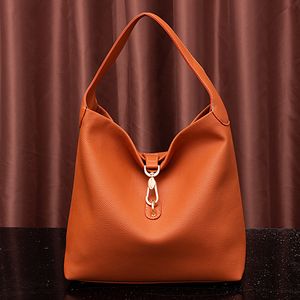 Minimalist Designer Handbag for Women with Pebble Texture, Single Shoulder and Underarm Carry, Horseshoe Design