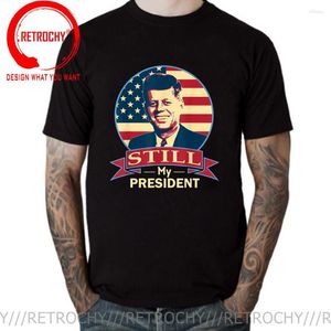 Herr t-skjortor vintage John F Kennedy fortfarande min president American Banner T-shirts retro historia och politik propaganda affisch för män