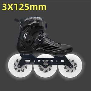 Patins de rolos em linha 125mm LED Flash sapatos de patins de velocidade em linha para homens e mulheres adultos 3X125mm estrada de rua em declive rápido corrida de patinação roda grande R5 125 HKD230720