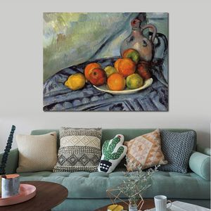 テーブルの抽象的な風景絵画の果物と水差し1894ポール・セザンヌ・キャンバスアート手作り印象派のアートワーク