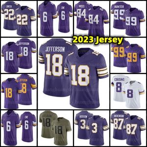 Aaron Jones 18 Justin Jefferson T.J. Hockenson Addison Football Jerseys Joshua Dobbs Lewis Cine Randy Moss Harrison Smith Alexander Mattison Osborn