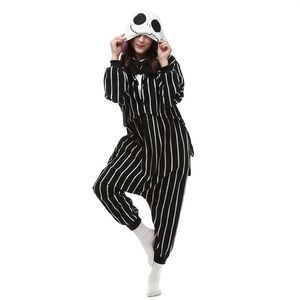 Król dyni Jack Skellington Women and Men Kigurumi Polar Polec Costume na Halloween Carnival Nowy Rok Partia powitalna Drop Shipp326z