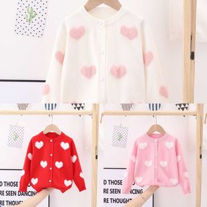 Pullover Girls Cardigan Swatters Dzieci jesień ciepły dzianin sweter maluch otwarty ścieg dziewcząt z długim rękawem Ubrania HKD230719