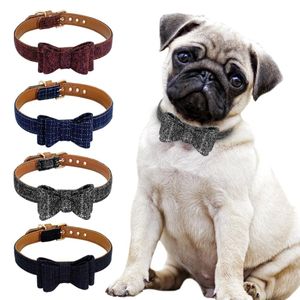 Regolabile Bowknot Pet Dog Cat Collar Cute Plaid Puppy Kitten Collars Collana per cani di taglia piccola e media Gatti Chihuahua Pug S M L260p