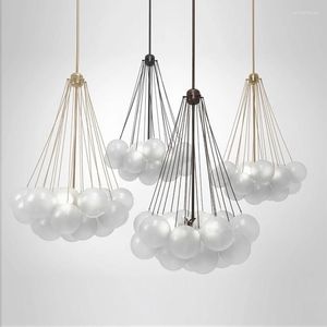 Pendant Lamps Luxury Modern Gold Metal Glass Bubble Shade Chandeliers Designer Nordic Hanging Light For Restaurant Bedroom Living Room