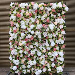 Painéis de parede de flores artificiais Hortênsias rosas brancas e flores falsas verdes Gypsophila com grinaldas decorativas para eventos GY857 200h