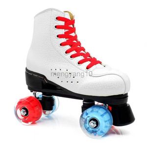 Inline rullskridskor högkvalitativa konstgjorda läder rullskridskor quad dubbel linje kvinnor män vuxna inline skridskor patines med pu 4 hjul hkd230720