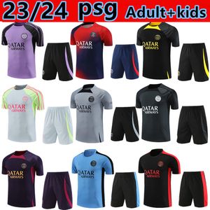 23 24 PSGs tracksuit 2023 2024 PARIS Sportswear training suit Short sleeved suit soccer Jersey kit uniform chandal adult sweatshirt Sweater sets men kids 18