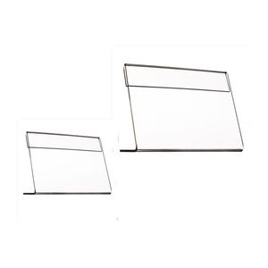 1 Weld L Shaped Clear Acrylic Plastic Sign Display Paper Label Card Tag Holder Stand Horizontal on Table Small T2mm 30pcs304F