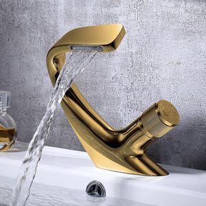 Badezimmer-Waschtischarmaturen, originelles Design, Luxus-Wasserhahn, künstlerisches Messing, Waschbecken-Mischbatterie, Einloch-Griff, Kupfer, Top-Qualität