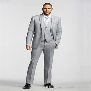 Custom Made New Arrivals Light Grey Groom Tuxedos Notch Lapel Man Prom Dress Mens Wedding Suits Jacket Pants Vest Tie D122275u