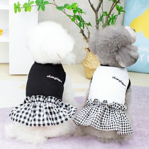 Vestuário para cães Vestido xadrez de verão Roupas para animais de estimação Roupas da moda Cães super pequenos Chihuahua estampado Algodão Preto Branco Produtos