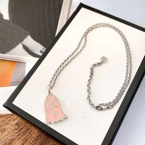 G Brand Ghost Necklace Double Pendant Epoxy Emalj Elf Clavicle Chain2771