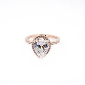 Sliver Band 18K Rose Gold Dep Drop Cz Diamond Ring с оригинальной коробкой Fit Pandora 925 Серебряные обручальные кольца набор