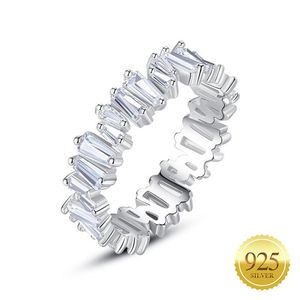 5 mm 925 Pierścień srebrnej srebrnej obrączki aaa cZ cut Cubic Zircon Eternity Nieregularny bagietka rocznicowy pierścionki zaręczynowe dla WOM3359