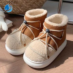 Mo Dou Winter New Warm Snow Boots 2023 Fur Design Women Short Boots Nonslip Light Comfortable Child Home Slippers High Top Shoe L230518