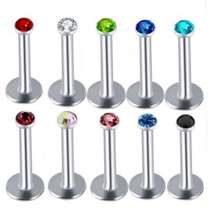 nternally Threaded Tiny Gem Labret Lip Bar Monroe Tragus Stud Helix Lip Ring Rainbow Cartilage Ear 100pcs Body Jewelry2093