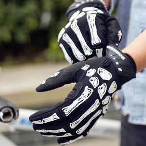 Luvas de Ciclismo Homens Mulheres Luvas de Ciclismo Crânio Grafite Antiderrapante Silicone GEL Mountain MTB Luvas de Bicicleta Luvas de Dedo Completo para Andar de Bicicleta HKD230720