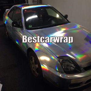 Chromowane holograficzne srebrną winylową naklejkę powietrzną wydanie powietrza Rainbow Car Wrap Film Film znak Hologram Rozmiar1 52 20m Roll297J