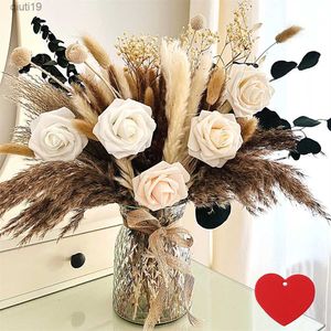 Dried Flowers 100pcs Artificial Rose Flower Arrangements for Vase Home Decor ral Dried Pampas Grass For Table Floral Centerpieces Decor