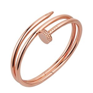 nagelserien Bangle Au 750 18 K Gold Plated Mässing Never Fade Officiella Replica Jewelry Top Quality Luxury Brand Par Bangles Class2885