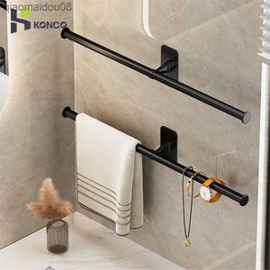 35 55cm Bathroom Towel Rack Self-adhesive Aluminum Towel Holder Hanging Towel Bar Wall Mounted Towel Shelf Bathroom Accessories L230704