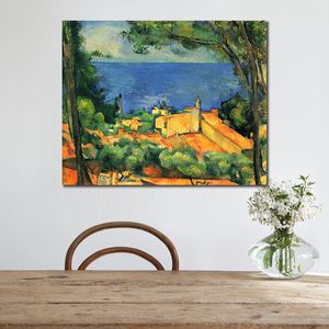 Contemporary Abstract Oil Painting on Canvas L Estaque Paul Cezanne Artwork Vibrant Art for Home Decor