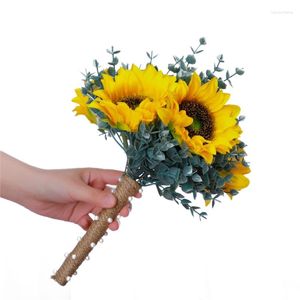 Decorative Flowers Wedding Artificial Flower Bouquet Sunflower Ornaments Handheld For Bridal Party Props