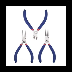 Jewelry Pouches 1Set 3Pcs Pliers Sets Carbon Steel Side Cutting Round/Bent/Long Chain Nose DIY Making Tool