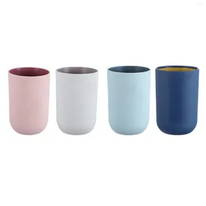 Badtillbehör Set 4 PCS Washing Cup Badrummuggar Tumbler Cups Tooth Plastic Mouthwash PP Student